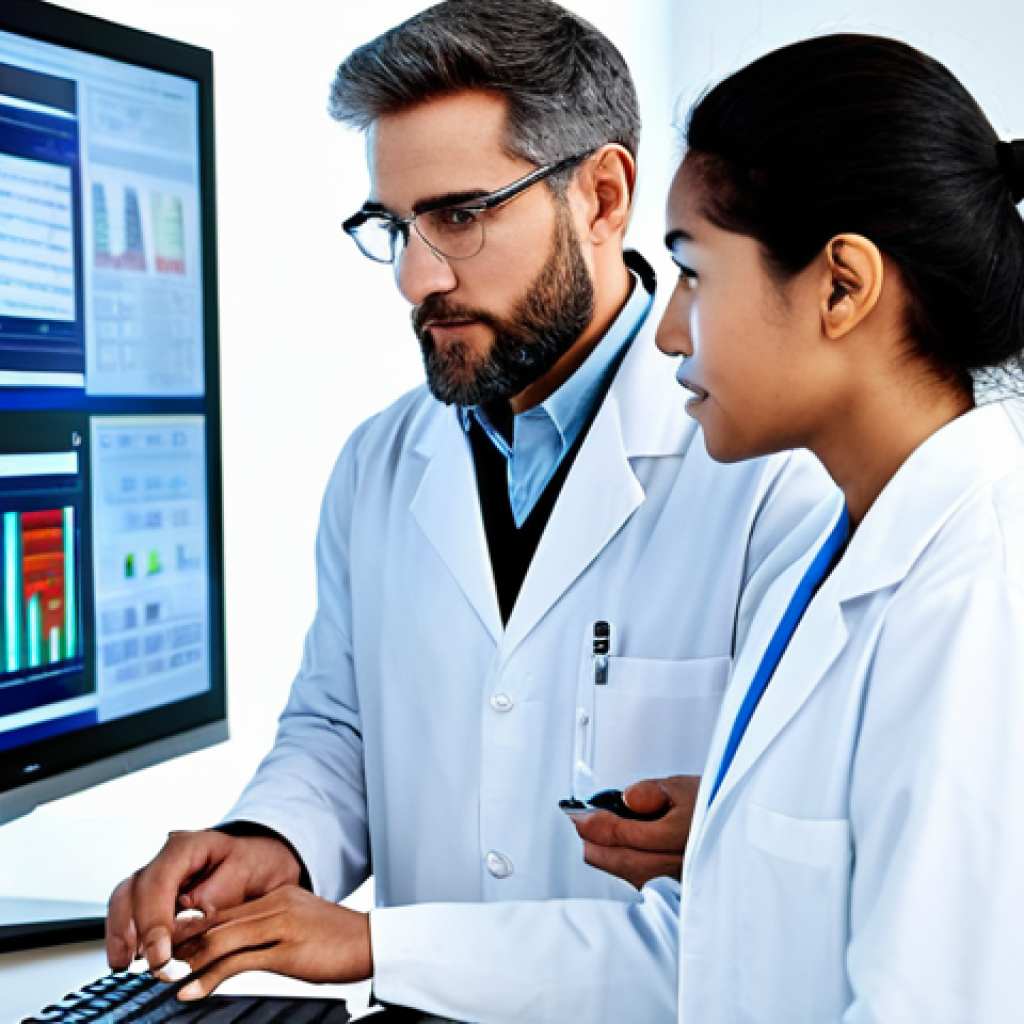 **Prompt for Healthcare Innovation:**
    A professional team of diverse scientists, men and women, in modest lab coats over appropriate business casual attire, working collaboratively in a brightly lit, futuristic bioprocess laboratory. They are looking at screens displaying complex biological data and interacting with advanced bioreactor equipment, symbolizing breakthroughs in personalized medicine and vaccine development. The setting is clean and organized, emphasizing cutting-edge research and innovation. safe for work, appropriate content, fully clothed, professional, perfect anatomy, correct proportions, natural pose, well-formed hands, proper finger count, natural body proportions, high quality studio photography, clear focus.