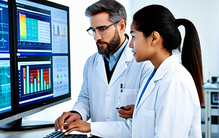 **Prompt for Healthcare Innovation:**
    A professional team of diverse scientists, men and women, in modest lab coats over appropriate business casual attire, working collaboratively in a brightly lit, futuristic bioprocess laboratory. They are looking at screens displaying complex biological data and interacting with advanced bioreactor equipment, symbolizing breakthroughs in personalized medicine and vaccine development. The setting is clean and organized, emphasizing cutting-edge research and innovation. safe for work, appropriate content, fully clothed, professional, perfect anatomy, correct proportions, natural pose, well-formed hands, proper finger count, natural body proportions, high quality studio photography, clear focus.