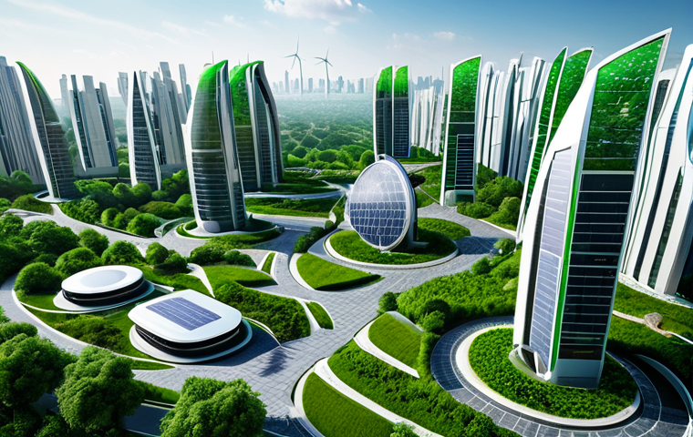 생명공학 회사 - **Modern Agriculture:** "A vast, green field of crops, with a farmer inspecting the plants. Emphasiz...