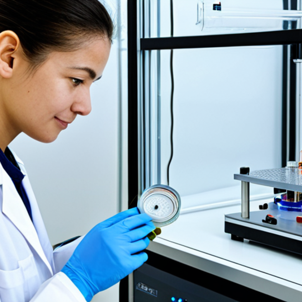 바이오 연료 전지 - **Prompt:** "A clean and modern laboratory setting with a scientist examining a Microbe Fuel Cell (M...