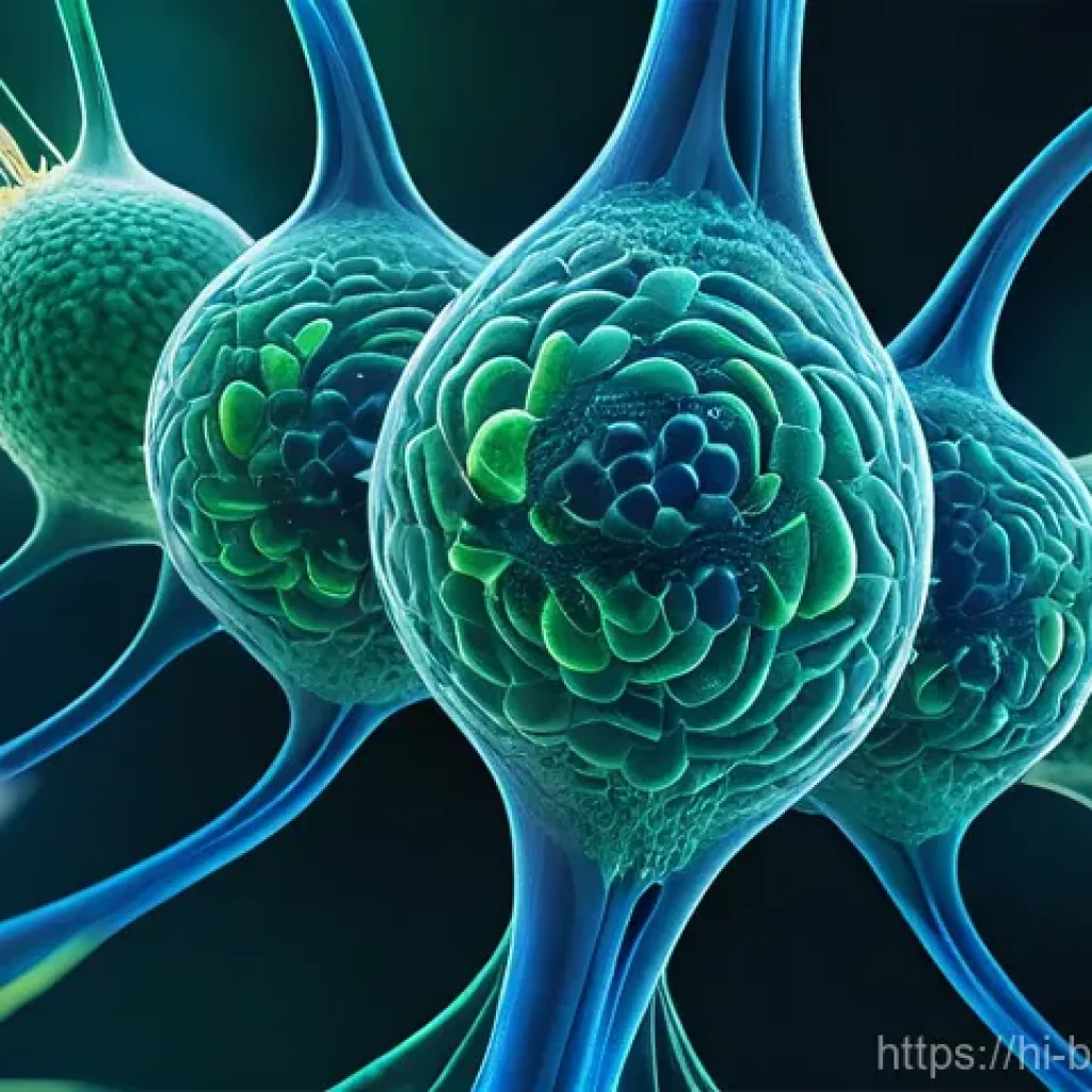 단백질 기반 치료제 - **Prompt:** A dynamic, macro-microscopic view inside a human body. Focus on vibrant, intricately fol...