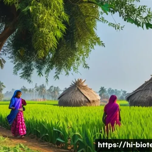 바이오 리파이너리 기술 - **Prompt:** A vibrant, sun-drenched Indian village scene at golden hour, showcasing the transformati...