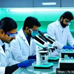 Home 22 세포 치료제 - A highly detailed futuristic laboratory scene showcasing advanced stem cell therapy technology in In...