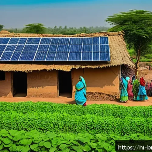 Home 32 바이오 연료 - A vibrant rural Indian village scene showcasing sustainable bio-energy production: farmers collectin...
