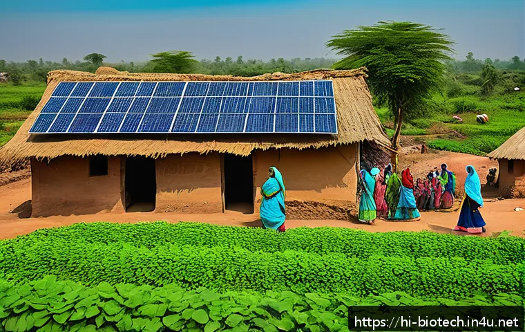 바이오 연료 - A vibrant rural Indian village scene showcasing sustainable bio-energy production: farmers collectin...